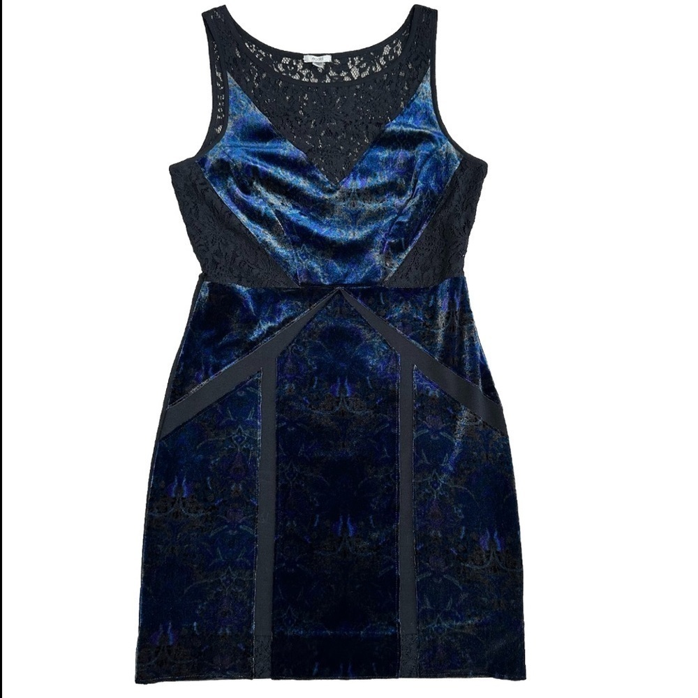 Ecote Mini Dress Blue Velvet Lace Whimsigoth Size M